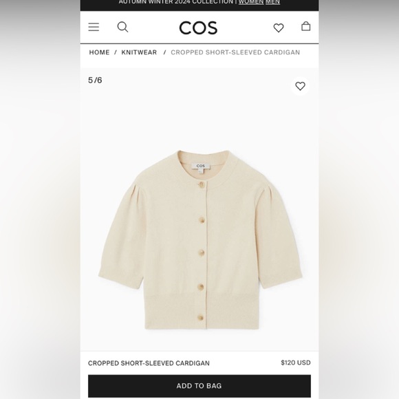 COS CROPPED SHORT-SLEEVED CARDIGAN - Picture 2 of 2